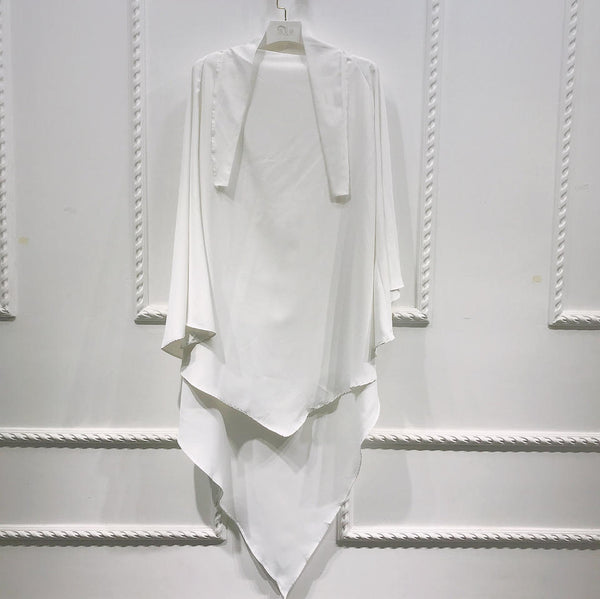 Khimar : Single Layer Triangular Diamond Instant Khimar-Hijab-Jilbab for Girls & Women in Single Layer Light White Color | Tie Back Burkha Jilbab Khimar Style Abaya Hijab Niqab Islamic Modest Wear