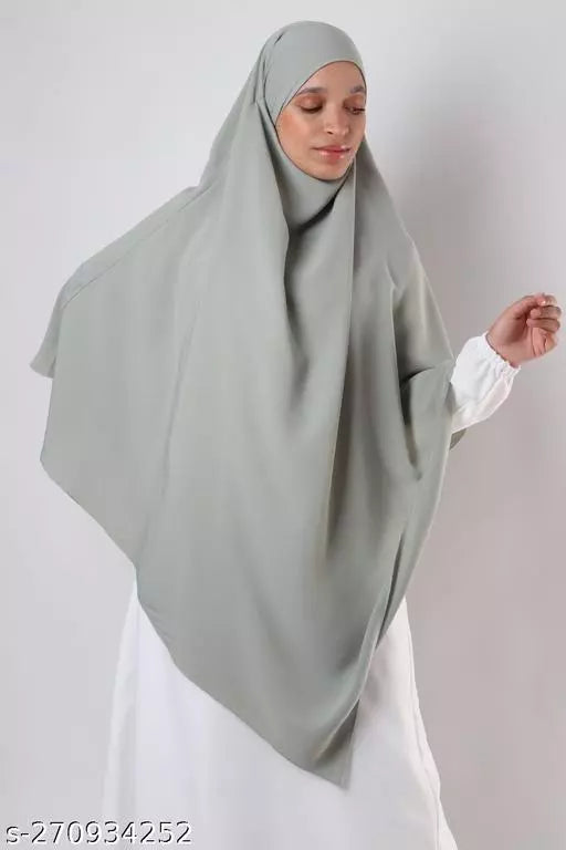 Khimar : 2 Layer Triangular Diamond Instant Khimar-Hijab-Jilbab for Girls & Women in Almond Green Color | Tie Back Burkha Jilbab Khimar Style Abaya Hijab Niqab Islamic Modest Wear