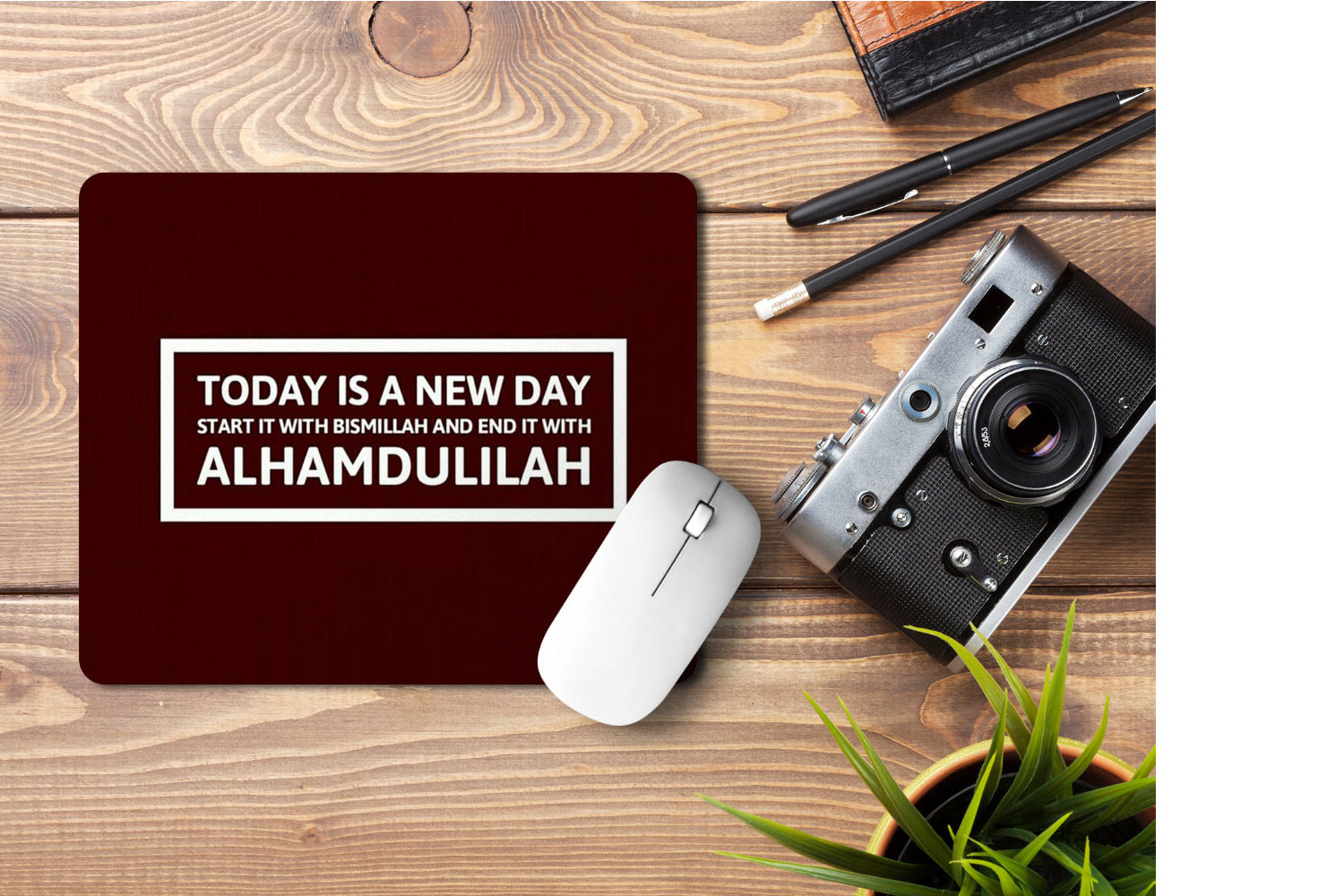 Today is a new day start it with Bismillah and ends it with Alhamdulillah' Printed Non-Slip Rubber Base Mouse Pad for Laptop, PC, Computer.