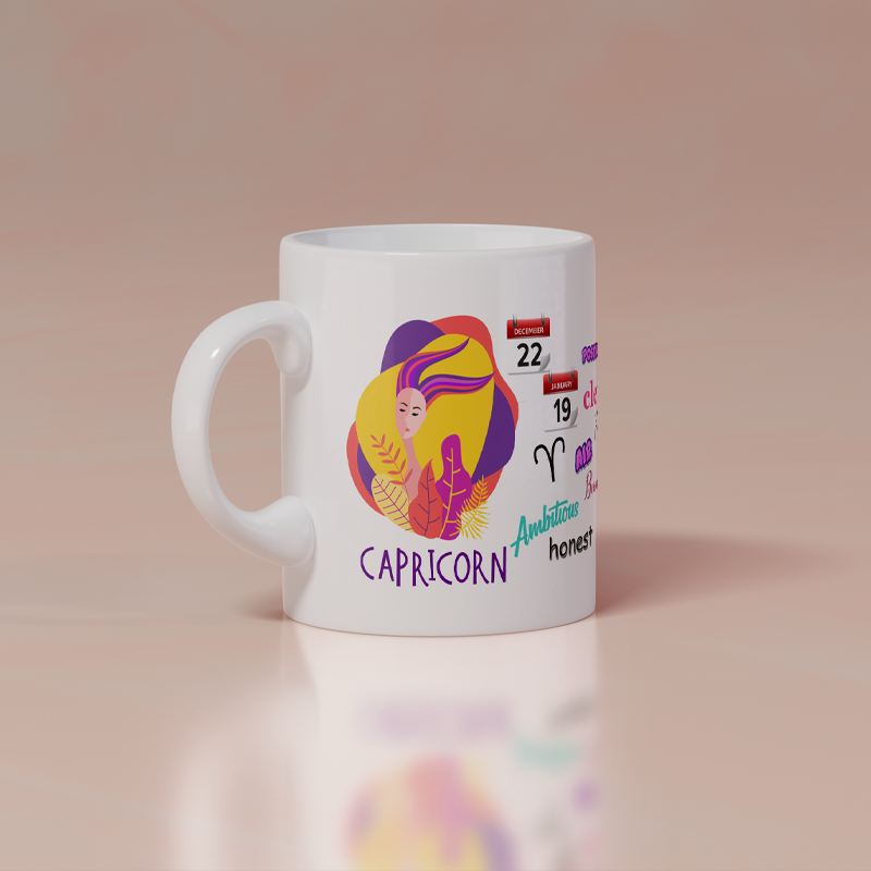 Modest City Beautiful Exclusive Capricorn Zodiac Sign Round Ceramic Coffee Mug
