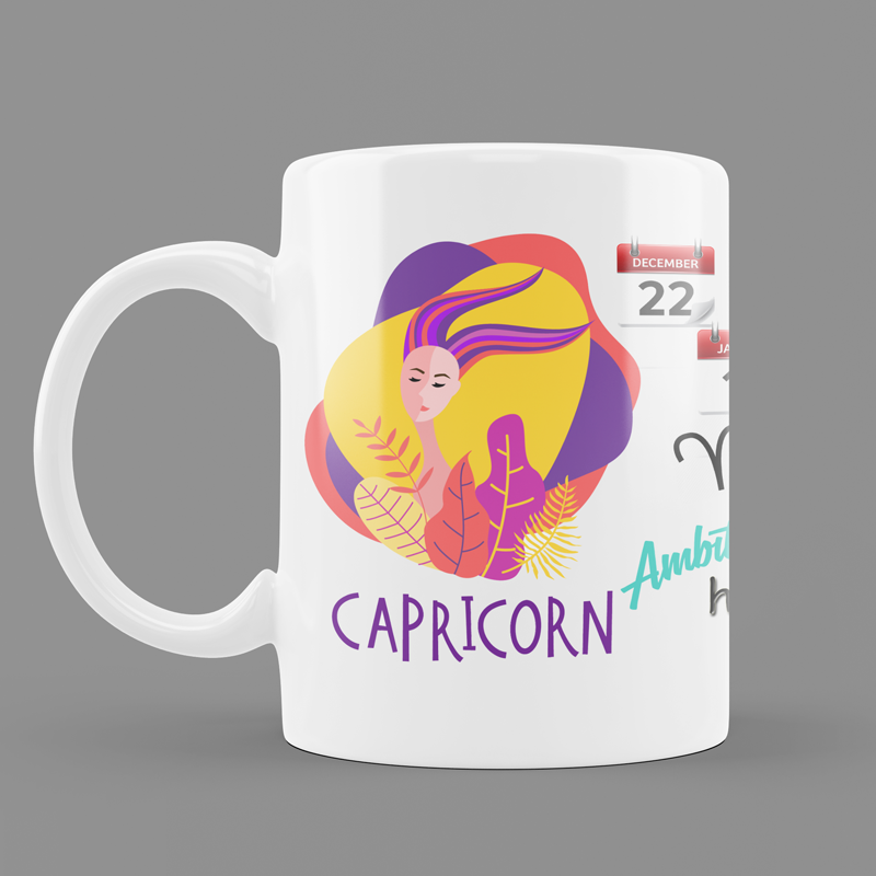 Modest City Beautiful Exclusive Capricorn Zodiac Sign Round Ceramic Coffee Mug