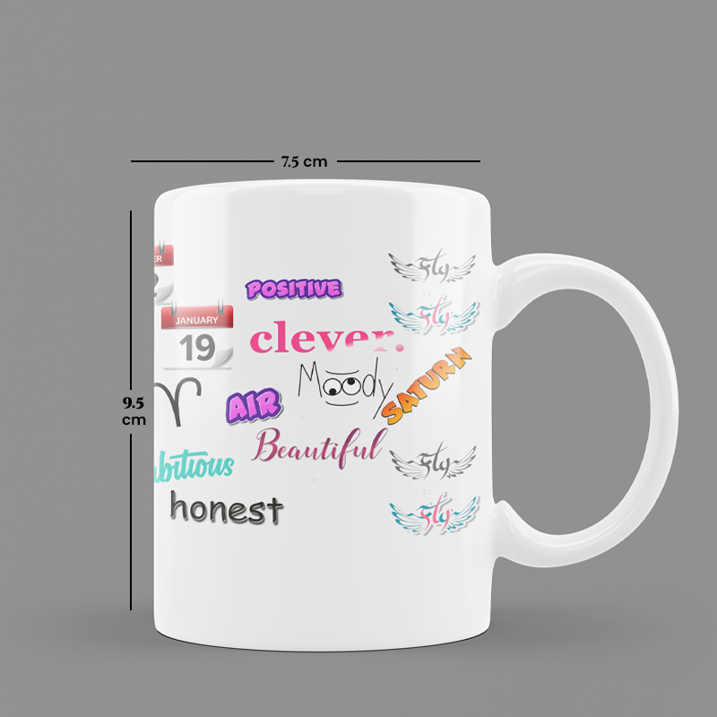 Modest City Beautiful Exclusive Capricorn Zodiac Sign Round Ceramic Coffee Mug