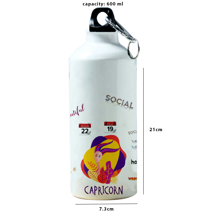 Modest City Beautiful Exclusive Capricorn Zodiac Sign Printed Aluminum Sports Water Bottle (600ml) Sipper