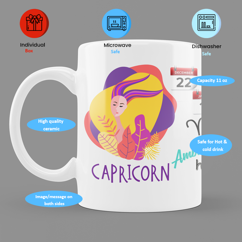 Modest City Beautiful Exclusive Capricorn Zodiac Sign Round Ceramic Coffee Mug