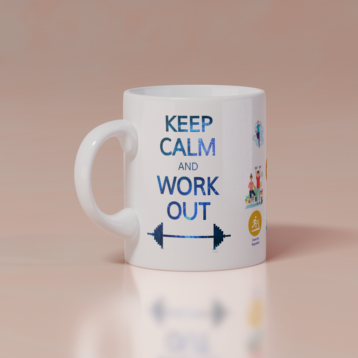 Modest City Beautiful Gym Design Printed White Ceramic Coffee Mug (Keep Calm And Work Out)