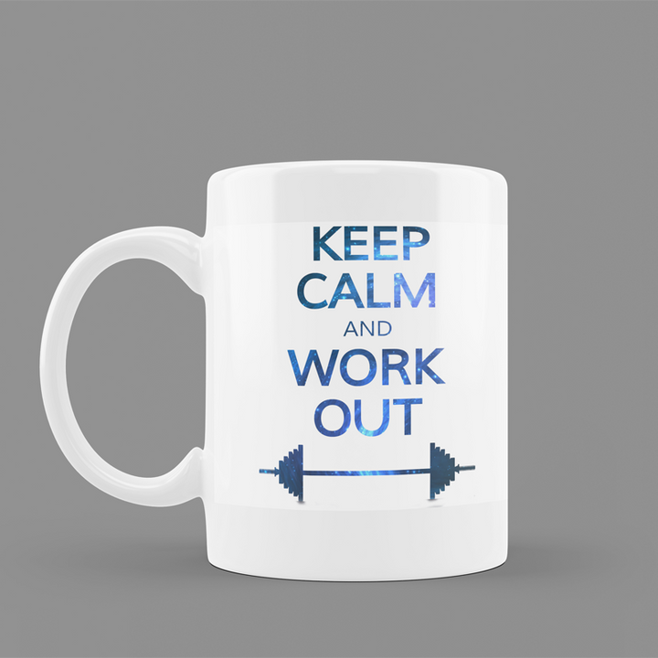 Modest City Beautiful Gym Design Printed White Ceramic Coffee Mug (Keep Calm And Work Out)