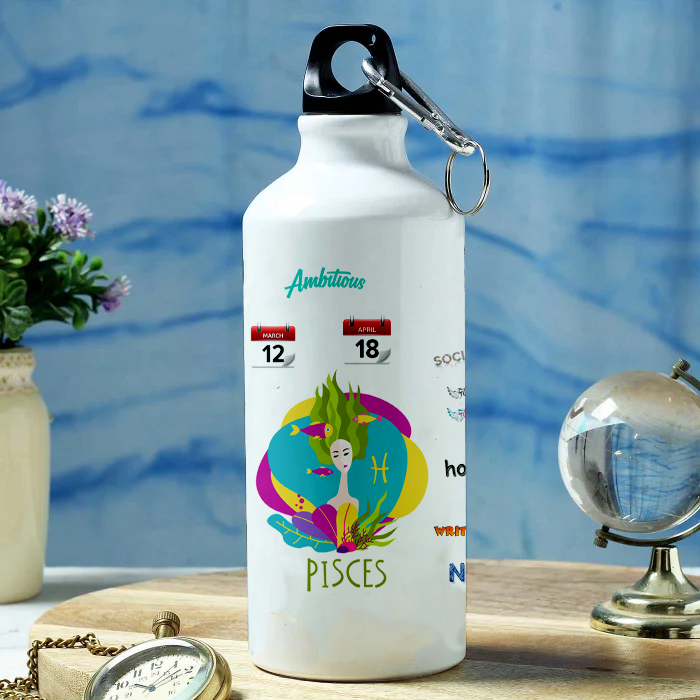 Modest City Beautiful Exclusive Pisces Zodiac Sign Printed Aluminum Sports Water Bottle (600ml) Sipper