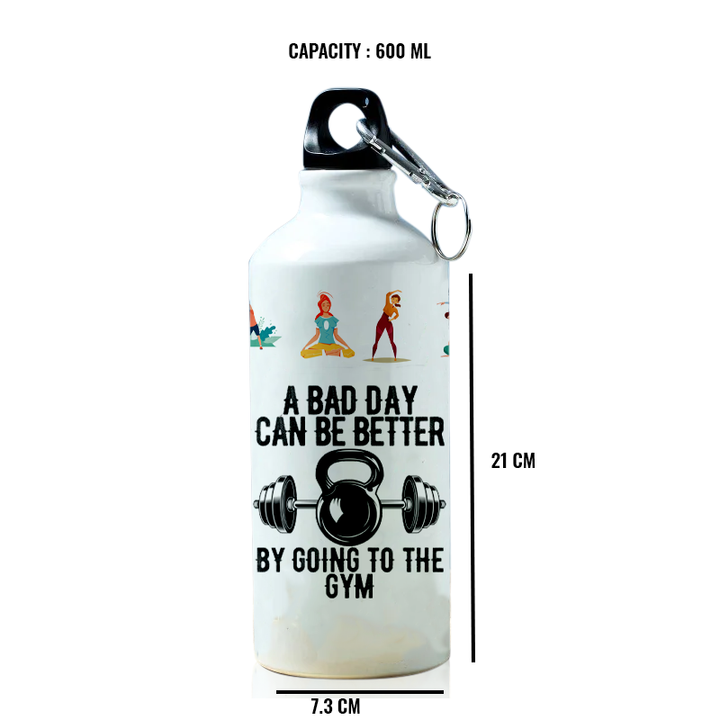 Modest City Beautiful Gym Design Sports Water Bottle 600ml Sipper (A Bad Day Can Be Better By Going To The Gym)
