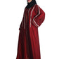 Beautiful Self Design Maroon Front Open Embroidered Art Silk Abaya With Hijab_0613