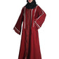 Beautiful Self Design Maroon Front Open Embroidered Art Silk Abaya With Hijab_0613