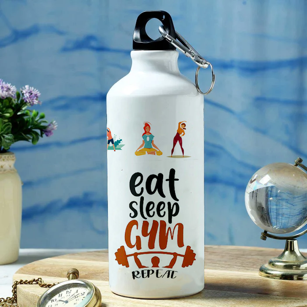 Modest City Beautiful Gym Design Sports Water Bottle 600ml Sipper (Eat Sleep Gym Repeat)
