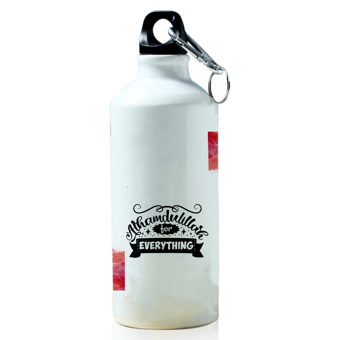 Modest City Beautiful 'Alhamdulillah for Everything' Arabic Quotes Printed Aluminum Sports Water Bottle (600ml) Sipper