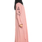 Modest City Self Design Front Open Zip Embroidered Pink Crepe Fabric Abaya or Burqa with Hijab for Women & Girls-Series Laiba