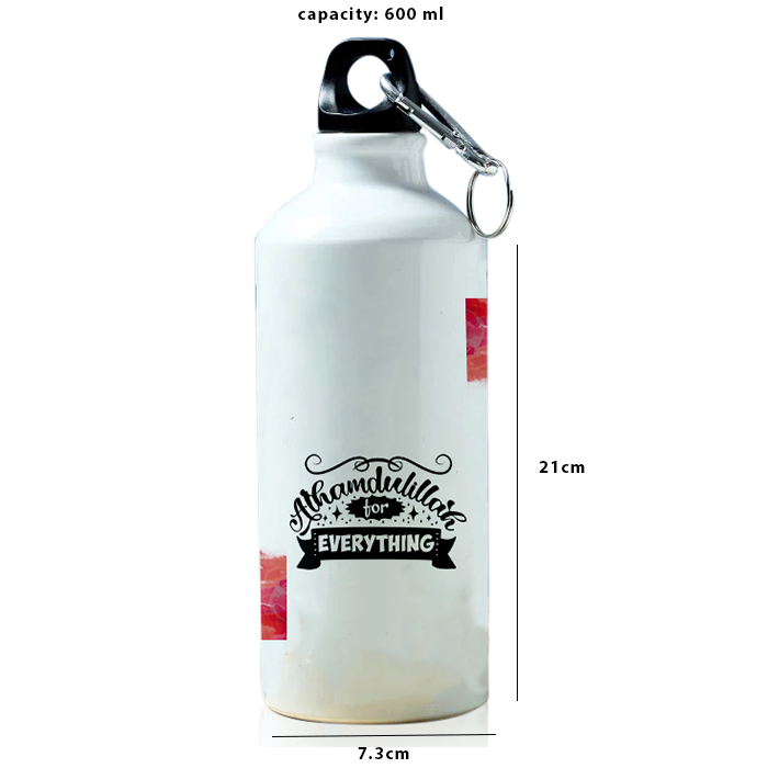 Modest City Beautiful 'Alhamdulillah for Everything' Arabic Quotes Printed Aluminum Sports Water Bottle (600ml) Sipper.