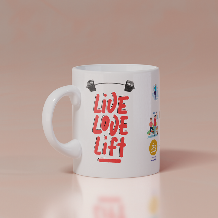 Modest City Beautiful Gym Design Printed White Ceramic Coffee Mug (Live Love Lift)