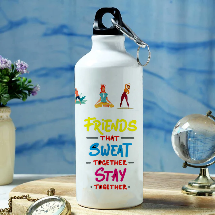 Modest City Beautiful Gym Design Sports Water Bottle 600ml Sipper (Friends That Sweat Together Stay Together)