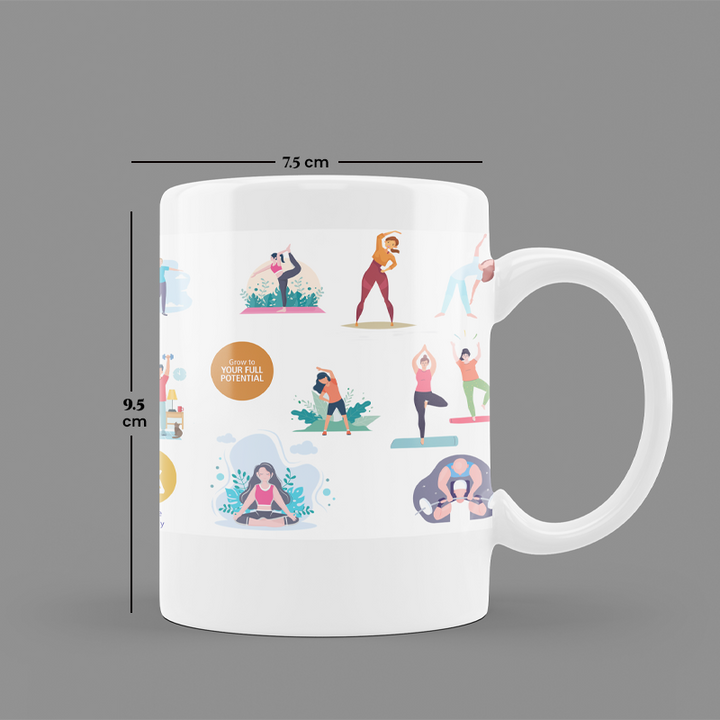 Modest City Beautiful Gym Design Printed White Ceramic Coffee Mug (Friends That Sweat Together Stay Together)