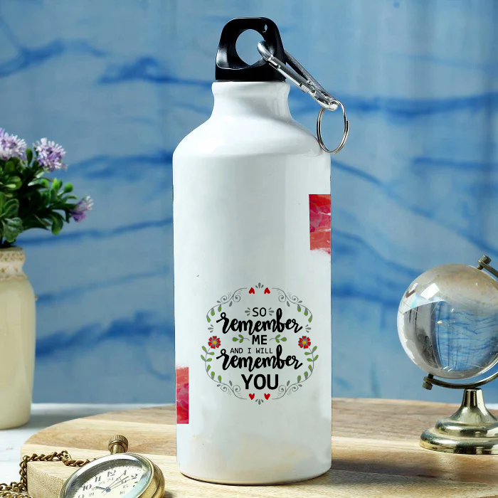 Modest City Beautiful 'So remember me and I will remember you' Arabic Quotes Printed Aluminum Sports Water Bottle (600ml) Sipper.