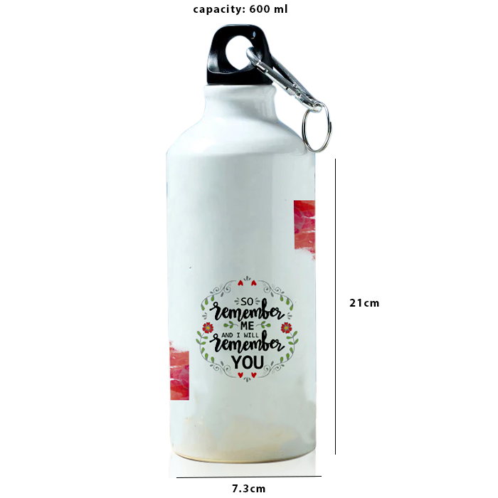 Modest City Beautiful 'So remember me and I will remember you' Arabic Quotes Printed Aluminum Sports Water Bottle (600ml) Sipper.