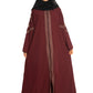 Modest City Self Design Front Open Zip Embroidered Maroon Crepe Fabric Abaya or Burqa with Hijab for Women & Girls-Series Laiba