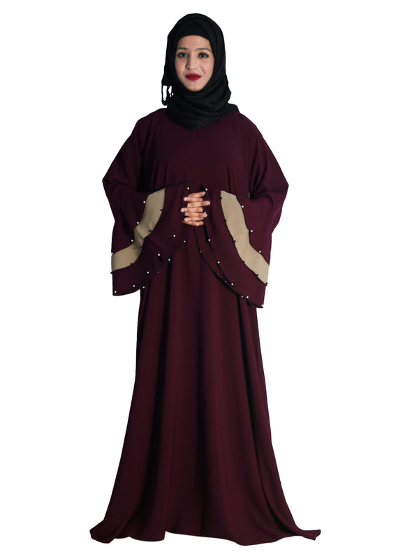 Beautiful Self Design Purple Frill Crepe Abaya Without Hijab_0618
