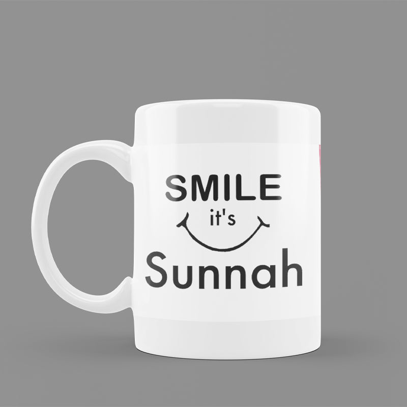 Beautiful 'Arabic Quotes' Printed White Ceramic Coffee Mug (Smile It's Sunnah)