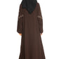 Modest City Self Design Front Open Zip Embroidered Brown Crepe Fabric Abaya or Burqa with Hijab for Women & Girls-Series Laiba