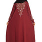 Modest City Beautiful Self Design Gala Embroidery Crepe Fabric Maroon Abaya or Burqa With Hijab for Women & Girls- Series Laiba