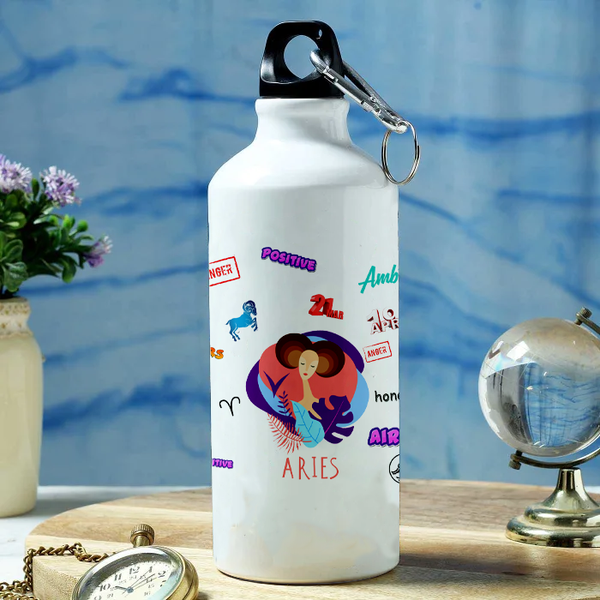 Modest City Beautiful Exclusive Aries Zodiac Sign Printed Aluminum Sports Water Bottle (600ml) Sipper