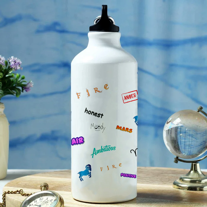 Modest City Beautiful Exclusive Aries Zodiac Sign Printed Aluminum Sports Water Bottle (600ml) Sipper