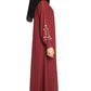 Modest City Beautiful Self Design Gala Embroidery Crepe Fabric Maroon Abaya or Burqa With Hijab for Women & Girls- Series Laiba