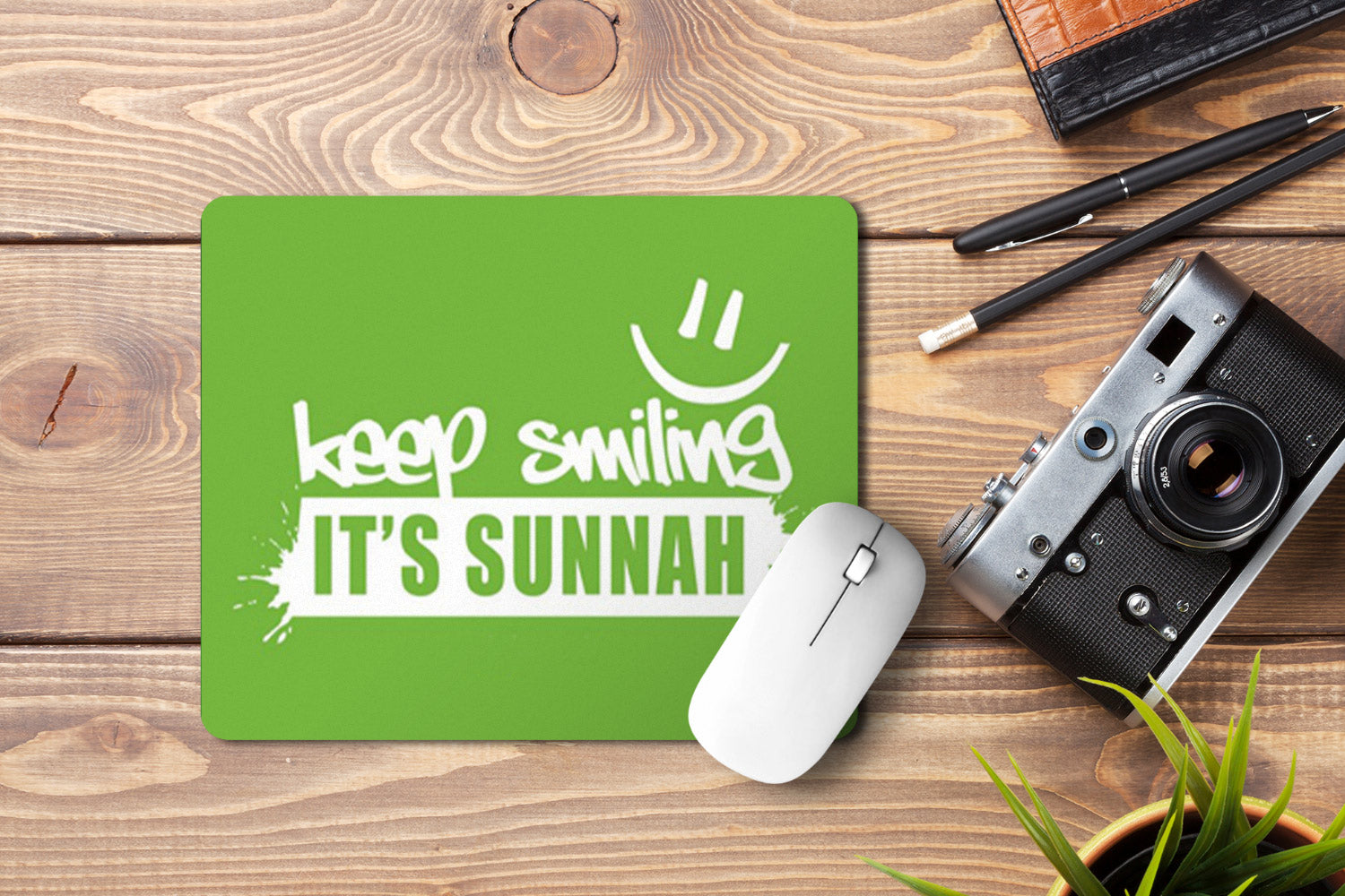 Keep smiling It's Sunnah' Printed Non-Slip Rubber Base Mouse Pad for Laptop, PC, Computer.