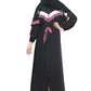 Modest City  Self Design Front Open Zip Nida Fabric Abaya or Burqa With Contrast Stripes for Women & Girls-Series Laiba