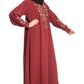 Modest City Beautiful Self Design Gala Embroidery Crepe Fabric Maroon Abaya or Burqa With Hijab for Women & Girls- Series Laiba