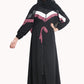 Modest City  Self Design Front Open Zip Nida Fabric Abaya or Burqa With Contrast Stripes for Women & Girls-Series Laiba