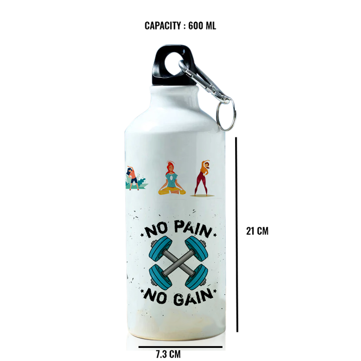 Modest City Beautiful Gym Design Sports Water Bottle 600ml Sipper (No Pain No Gain)