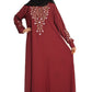 Modest City Beautiful Self Design Gala Embroidery Crepe Fabric Maroon Abaya or Burqa With Hijab for Women & Girls- Series Laiba
