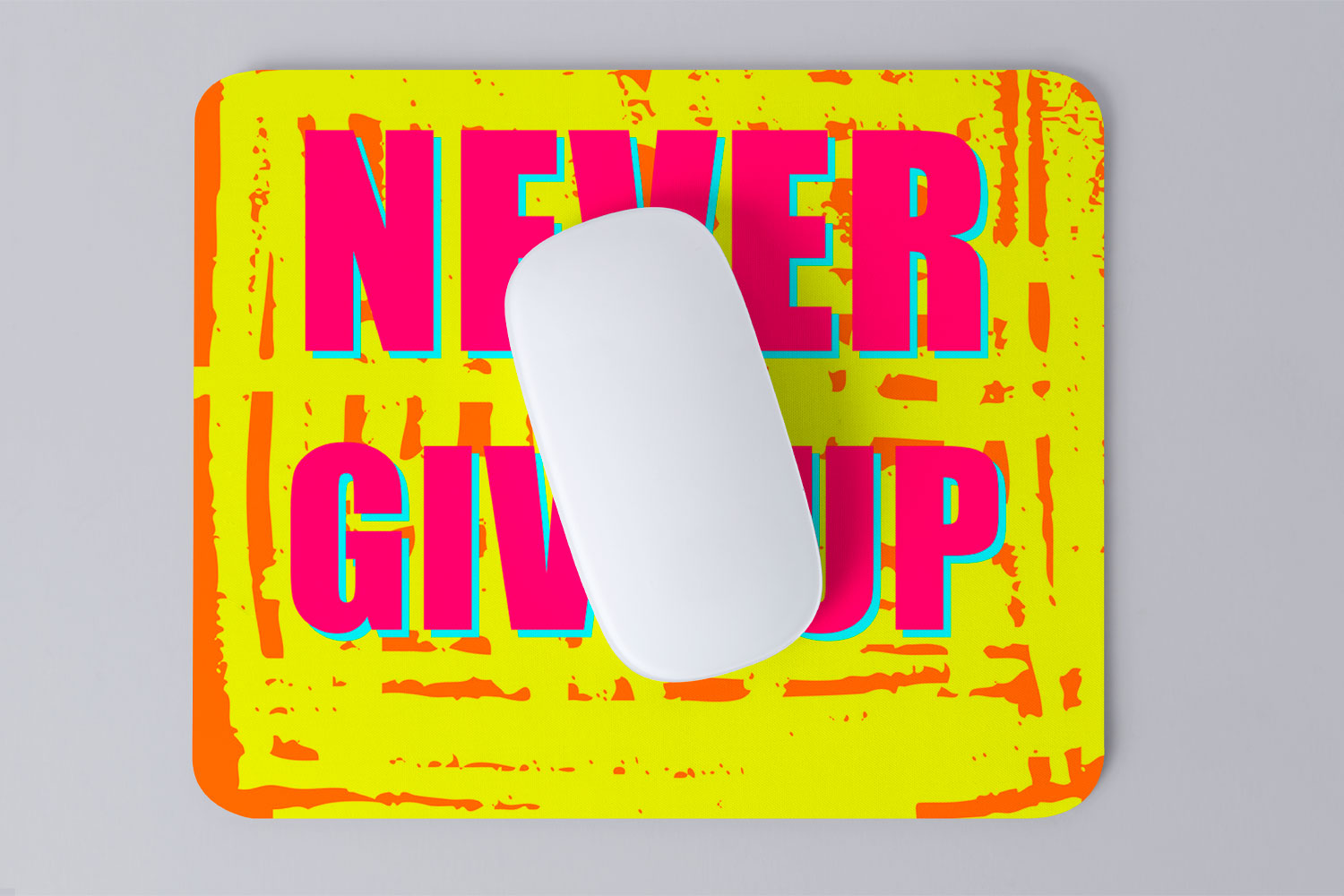 Modest City Beautiful 'Never Give Up' Printed Rubber Base Anti-Slippery Motivational Design Mousepad for Computer, PC, Laptop_004