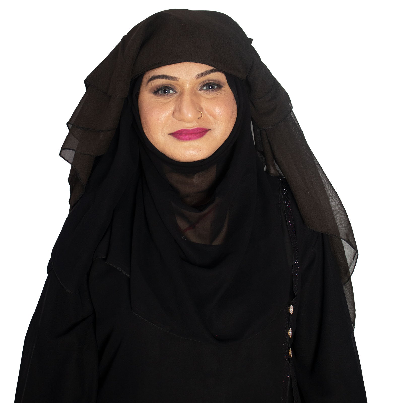 Beautiful Self Design Mehndi 4Layer Georgette Nose Piece (Niqab_007)