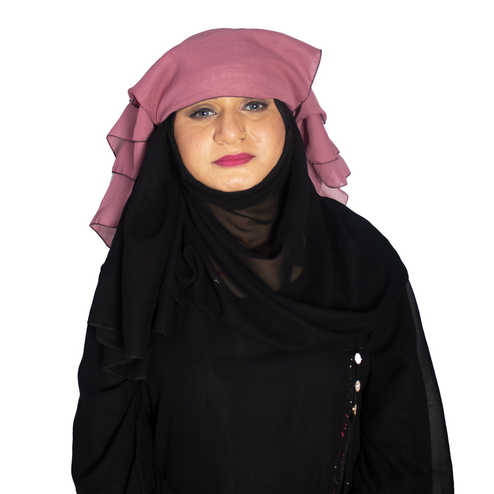 Beautiful Self Desig Pink 4Layer Georgette Nose Piece (Niqab_002)