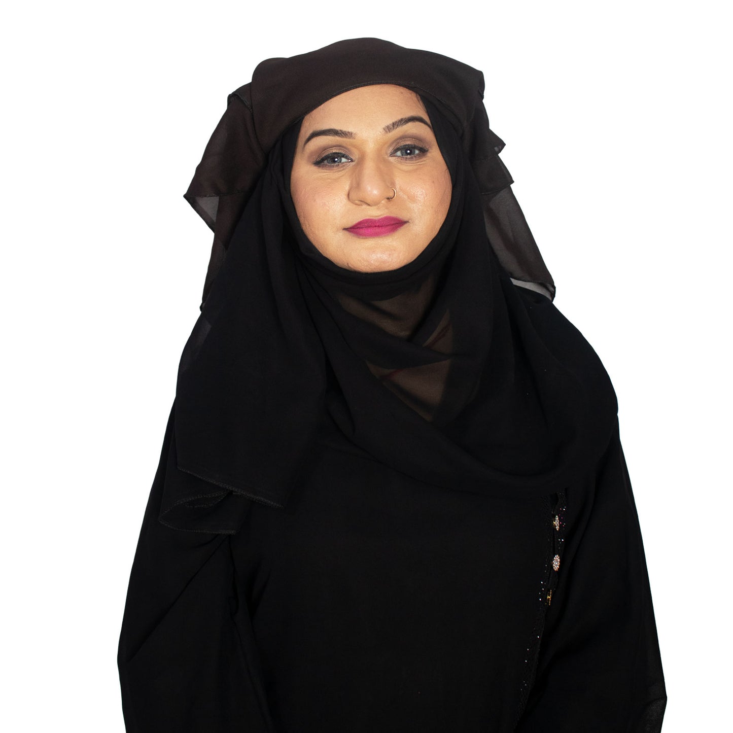 Products Beautiful Self Design Dark Brown 4 Layer Georgette Nose Piece (Niqab_001)