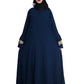 Beautiful Self Design Blue Frill Crepe Abaya Without Hijab_0620