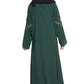 Modest City Self Design Front Open Zip Embroidered Bottle Green Crepe Fabric Abaya or Burqa with Hijab for Women & Girls-Series Laiba