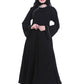 Modest City Beautiful Self Design Side Button Black Crepe Abaya Without Hijab_0226