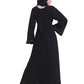 Modest City Beautiful Self Design Side Button Black Crepe Abaya Without Hijab_0226
