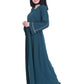 Modest City Beautiful Self Design Blue Front Button Crepe Abaya Without Hijab_0229