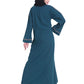 Modest City Beautiful Self Design Blue Front Button Crepe Abaya Without Hijab_0229