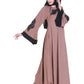 Modest City Beautiful Self Design Beige Patch Nida Abaya With Hijab_0233
