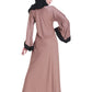 Modest City Beautiful Self Design Beige Patch Nida Abaya With Hijab_0233