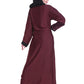 Modest City Beautiful Self Design Plain Maroon Nida Abaya With Hijab_0234